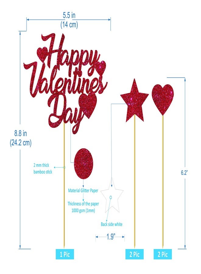 SVM CRAFT Red Glitter Love Heart Cupcake Toppers with Heart and Star Topper Happy Valentine's Day Cake Topper Picks Decoration for Valentine's Day Theme Party Supplies - Image 3